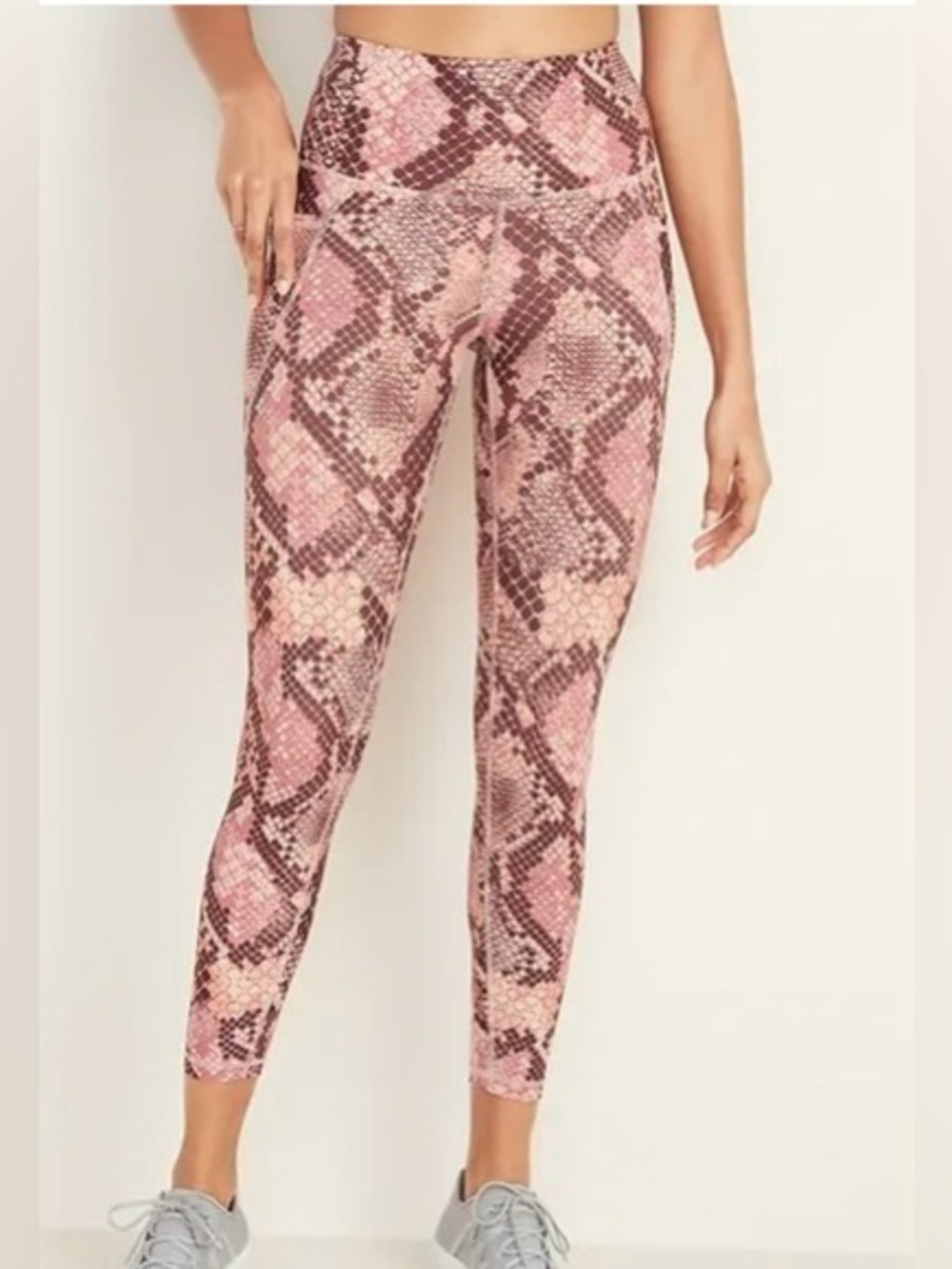 Old Navy Mauve Pink Snake Print High Waist Active Go Dry Pocket Leggings XS NWOT
